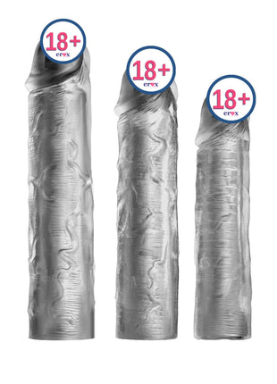 Shequ 3 Farklı Boyda Yumuşak Dokulu Penis Kılıfı Seti