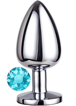 Erox Luxury Silver Mavi Taşlı Küçük Metal Anal Plug