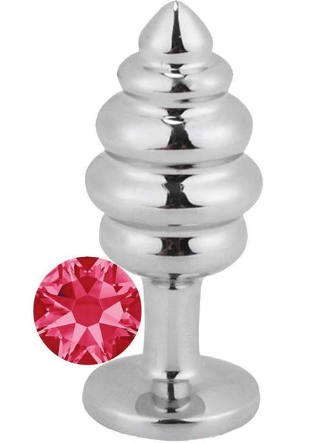 Erox Silver Small Pembe Taşlı Boğumlu Anal Alıştırıcı Metal Plug