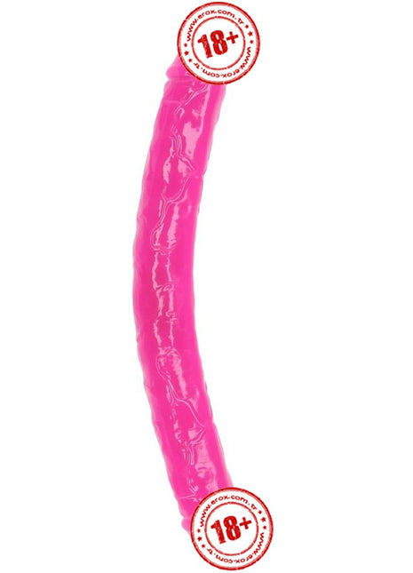 Erox Double Ended Jelly Dildo 30 cm Çift Taraflı Jel Penis-Pink