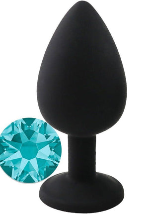 Erox Safe Body Black Silicone Medium Mavi Taşlı Anal Plug