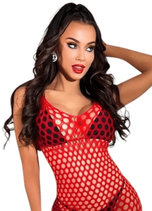 Erox Fantasy Wear Seksi Fileli Kırmızı Vücut Çorabı