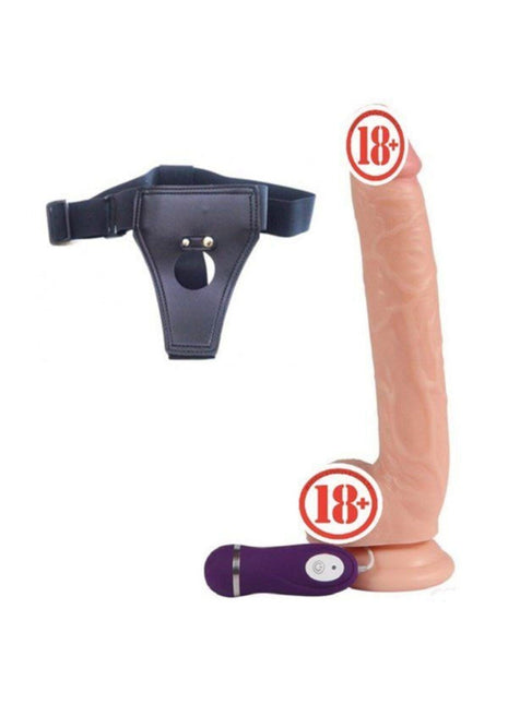 Titreşimli Kalın Belden Bağlamalı Realistik Penis 27 Cm
