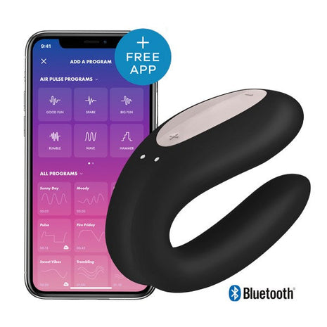 Satisfyer Double Joy Black Telefon Uyumlu Vibratör