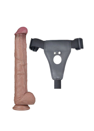 Lovetoy Belden Bağlamalı 37cm Çift Katmanlı Bükülebilir Silikon Penis XXL Cock Strap On Dildo