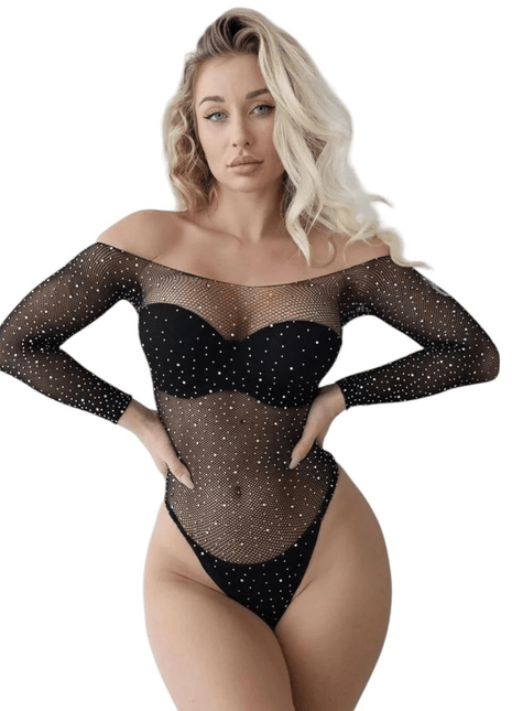 Erox Fantasy Wear Taşlı Bodysuit Seksi Vücut Çorabı