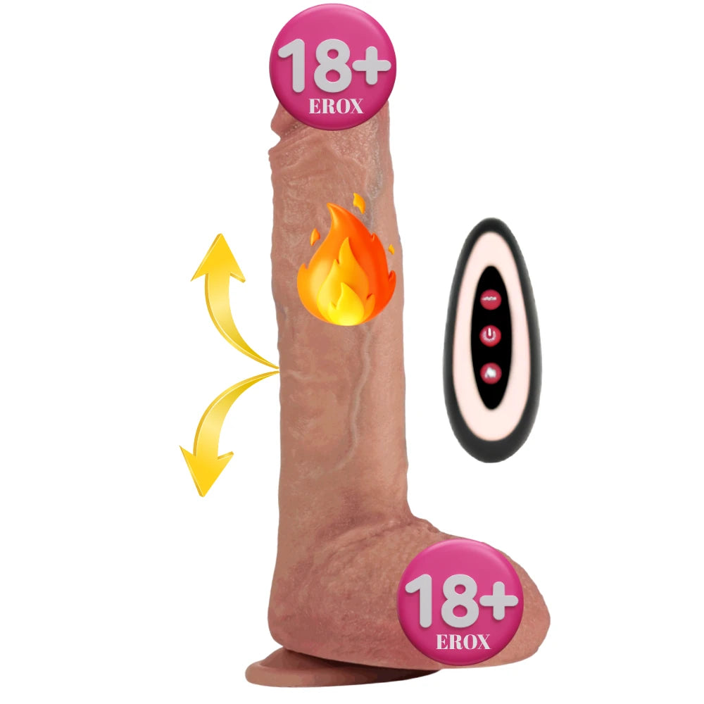 Isıtmalı Uzaktan Kumandalı İleri Geri Hareketli Realistik Dildo