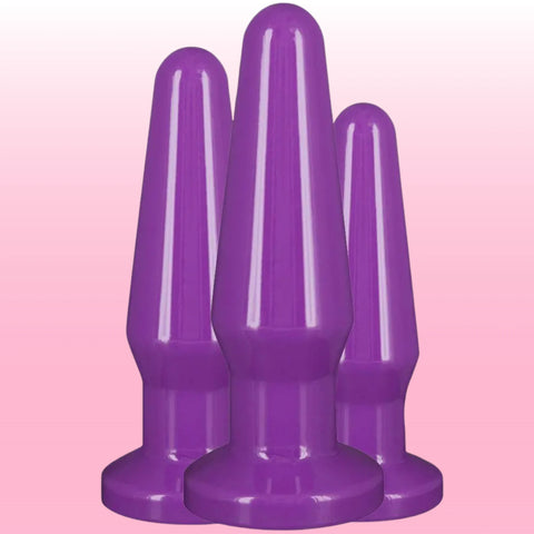 Jel Dokulu 3'lü Anal Plug Başlangıç Seti – Mor