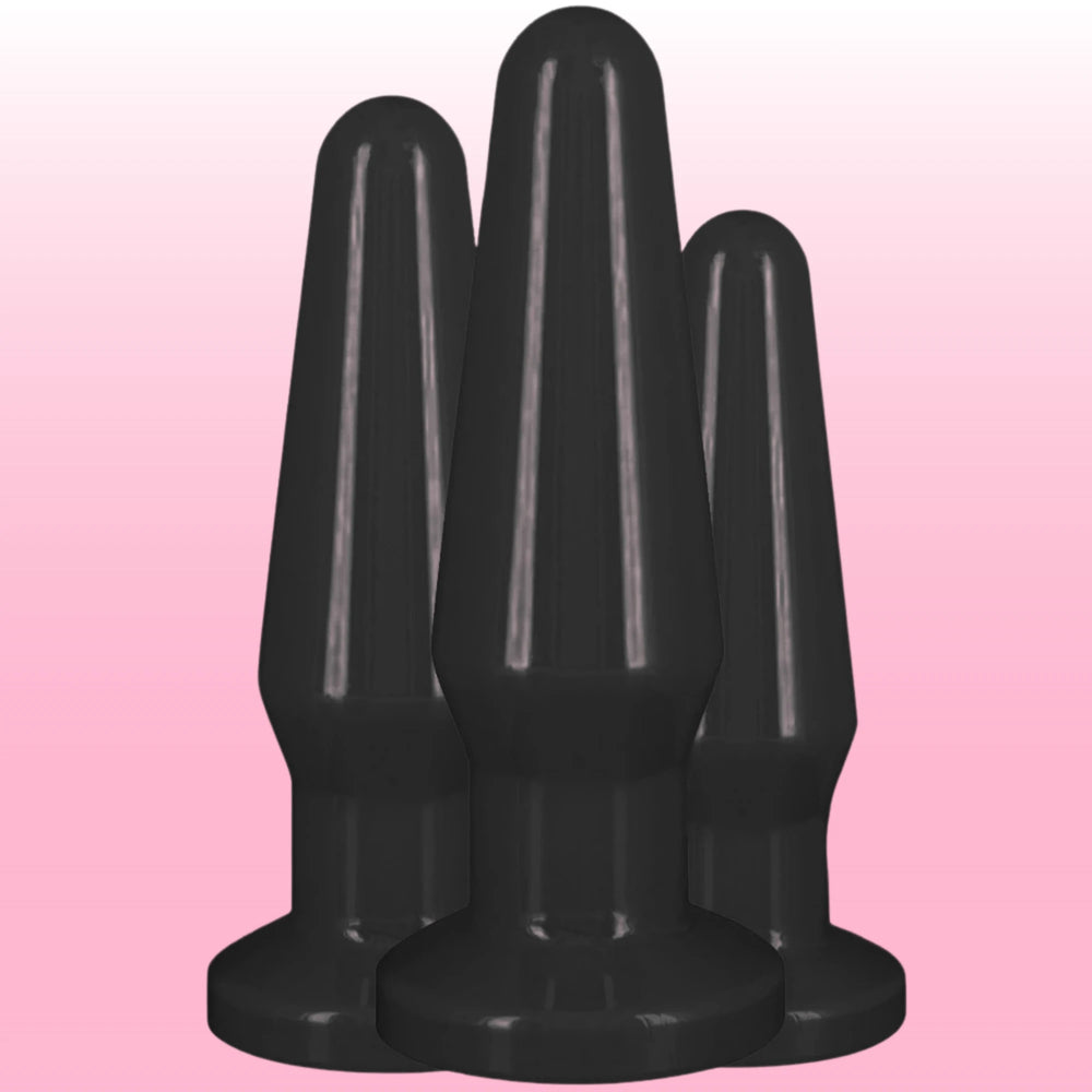 Jel Dokulu 3'lü Anal Plug Başlangıç Seti – Siyah