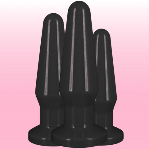 Jel Dokulu 3'lü Anal Plug Başlangıç Seti – Siyah