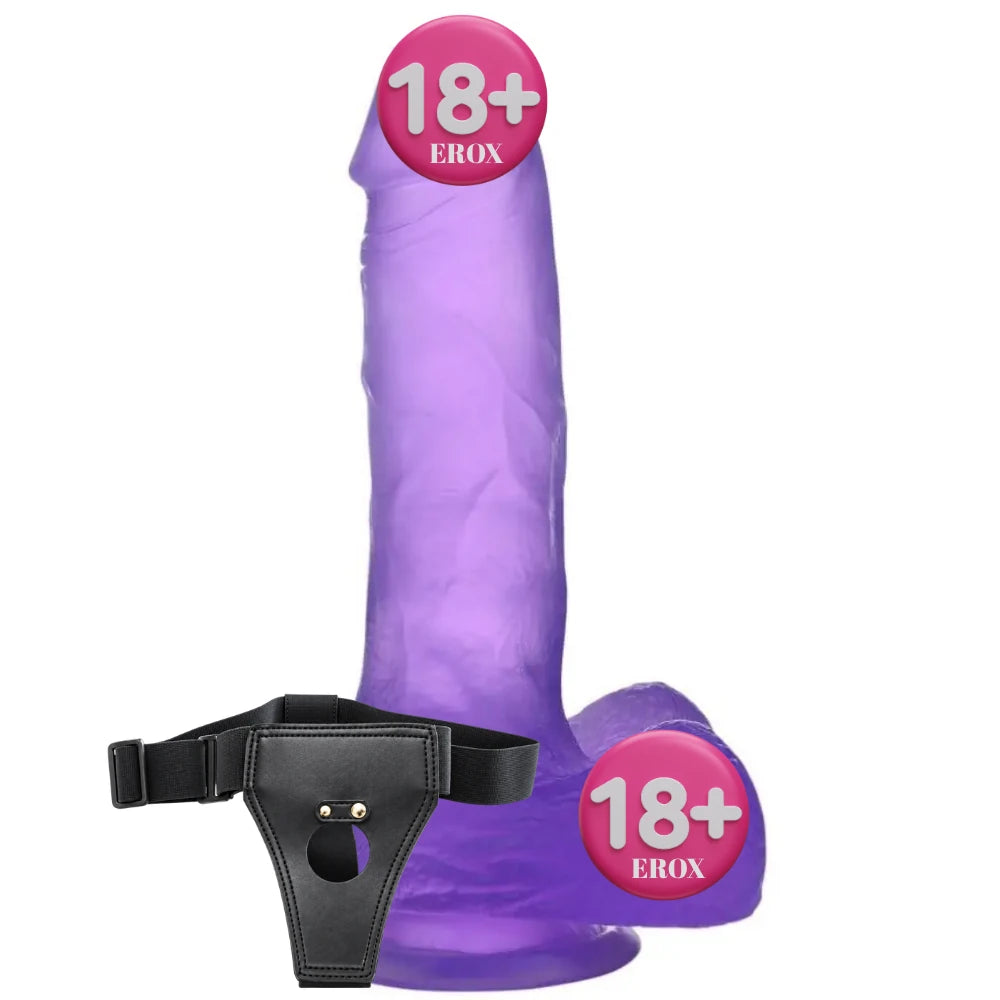 Jelly Studs Kemerli Jel Dildo Medium 17 cm – Mor