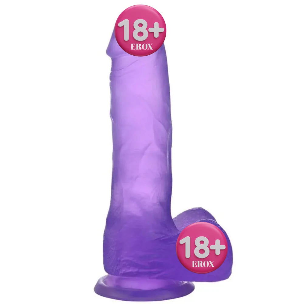 Jelly Studs Medium Jel Dokulu Realistik Dildo 17 cm – Mor