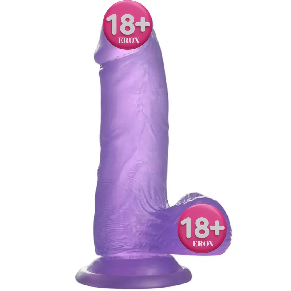 Jelly Studs Small Jel Dokulu Realistik Dildo 15,5 cm – Mor