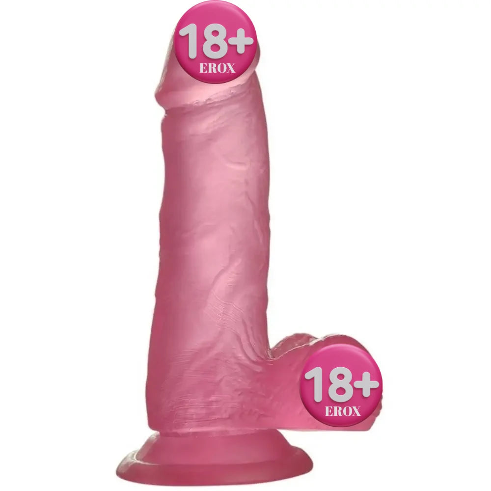 Jelly Studs Small Jel Dokulu Realistik Dildo 15,5 cm – Pembe