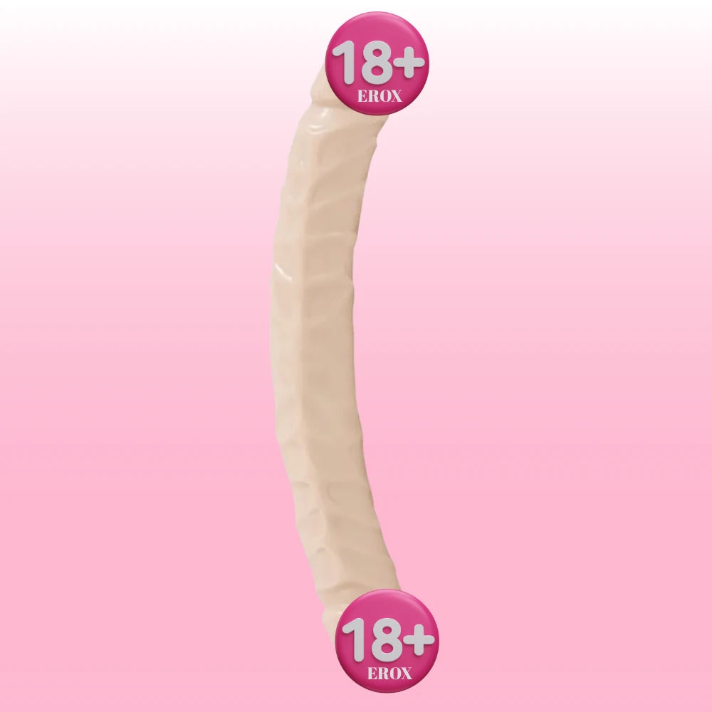 Jr. Veined Damarlı Çift Başlı Jel Realistik Penis – 30 cm, Ten