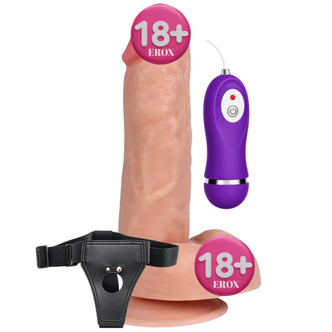 Kassadin Belden Bağlamalı Kumandalı Titreşimli Strap-On Penis 18 cm