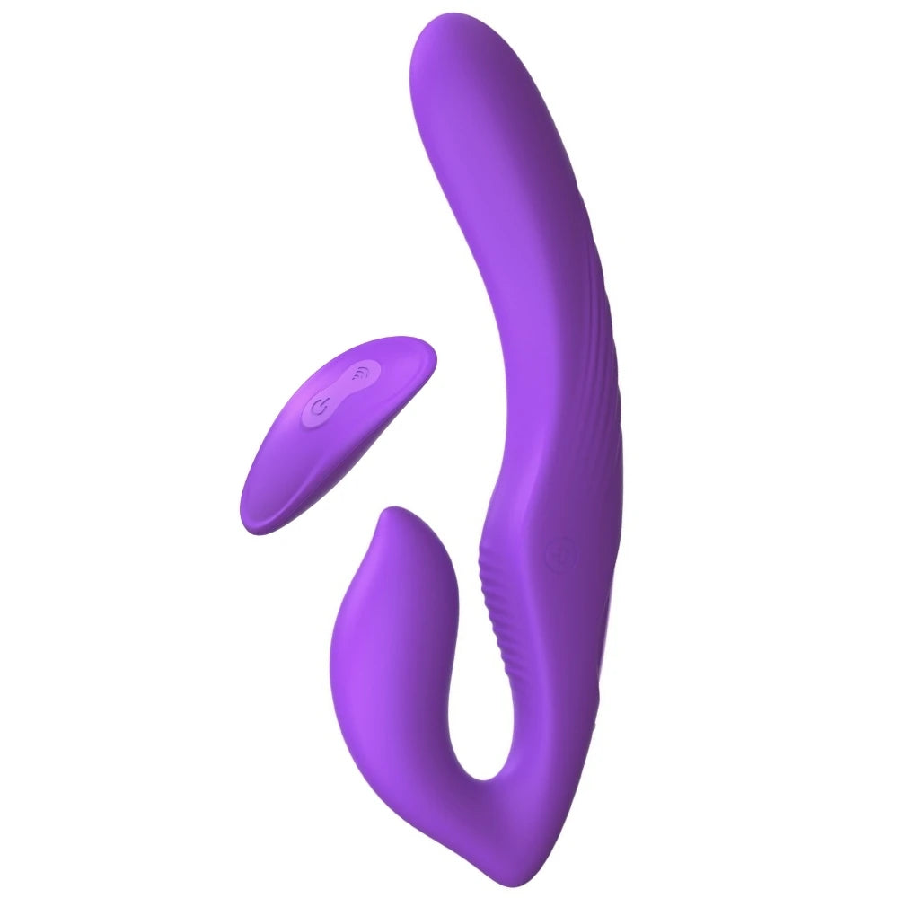 Kayışsız Strap-On Vibratör Uzaktan Kumandalı Çift Uçlu – Mor
