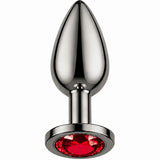 kırmızı taşlı gri çelik anal plug medium – görsel 2