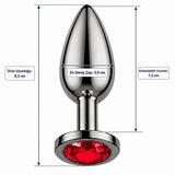 kırmızı taşlı gri çelik anal plug medium – görsel 3