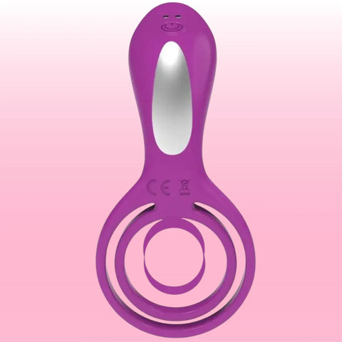 Klitoral Uyarıcılı 7 Modlu Titreşimli Penis Kafesi – Mor