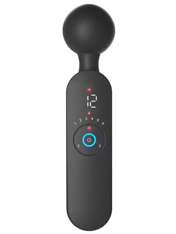 LCD Ekranlı Isıtmalı Şarjlı Wand Vibratör 22 cm – Siyah
