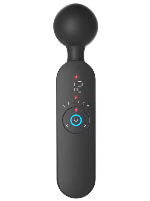 LCD Ekranlı Isıtmalı Şarjlı Wand Vibratör 22 cm – Siyah