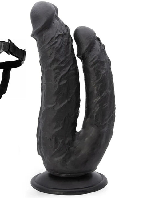 Dildo Series Lifelike G-Spot Anal ve Vajinal Çift Taraflı Belden Bağlamalı Realistik Penis Black