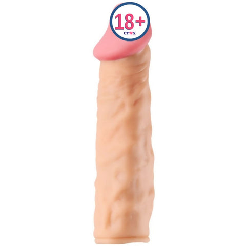 Max Man Realistik Dokulu 2,5 cm Dolgulu Penis Kılıfı 13,5 cm