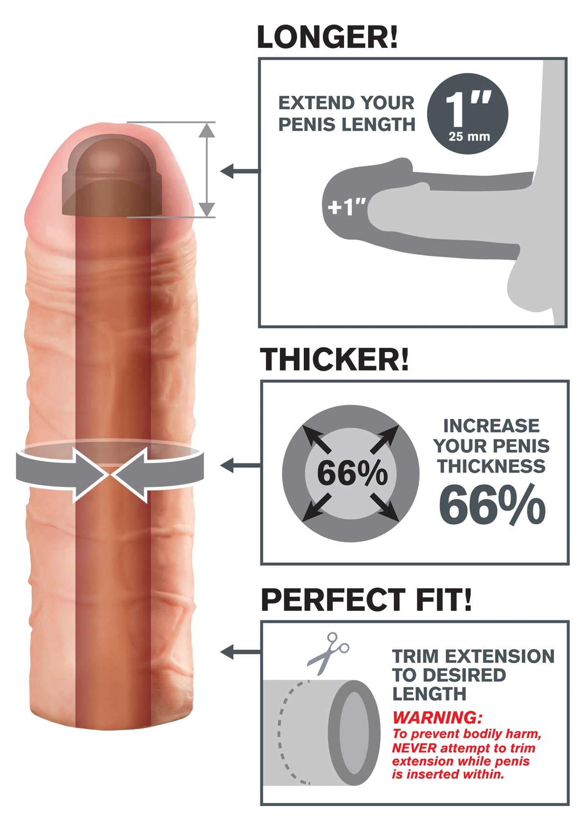 Mega 1 inç uzatmalı penis kılıfı – görsel 4