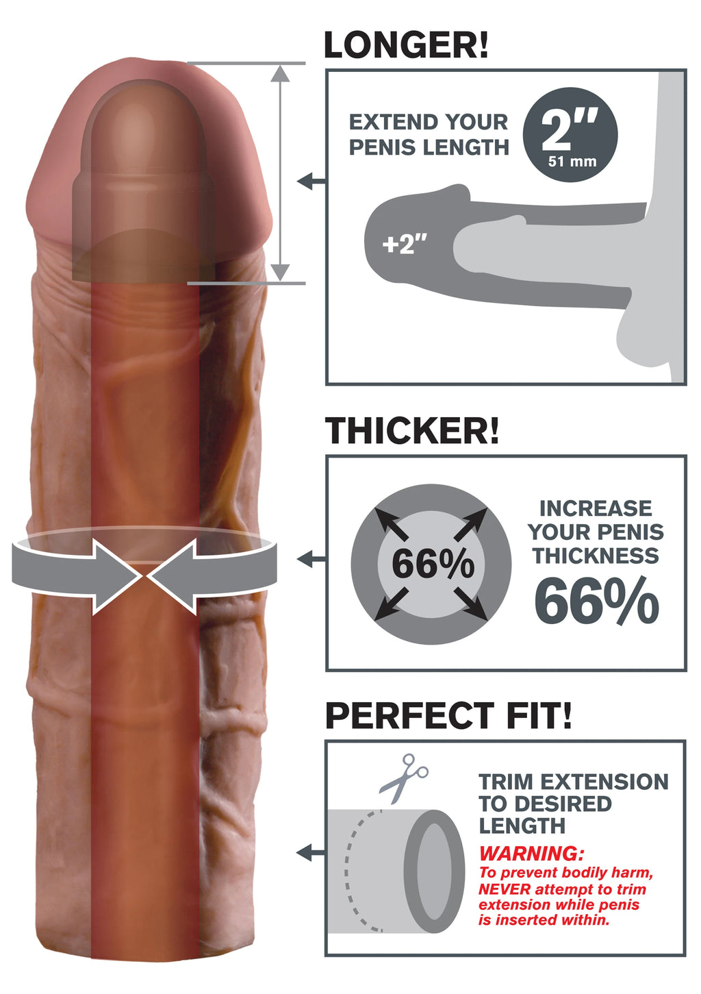 Mega 2 inç uzatmalı penis kılıfı – görsel 3