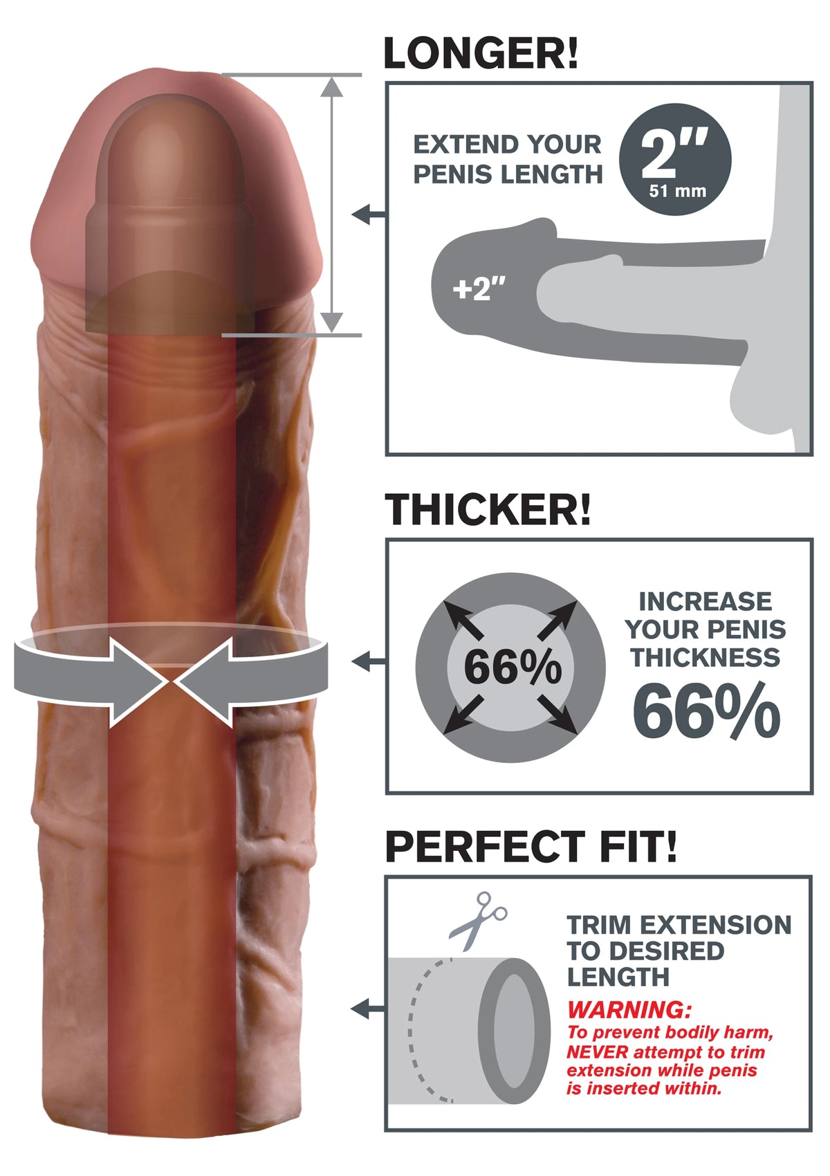 Mega 2 inç uzatmalı penis kılıfı – görsel 3