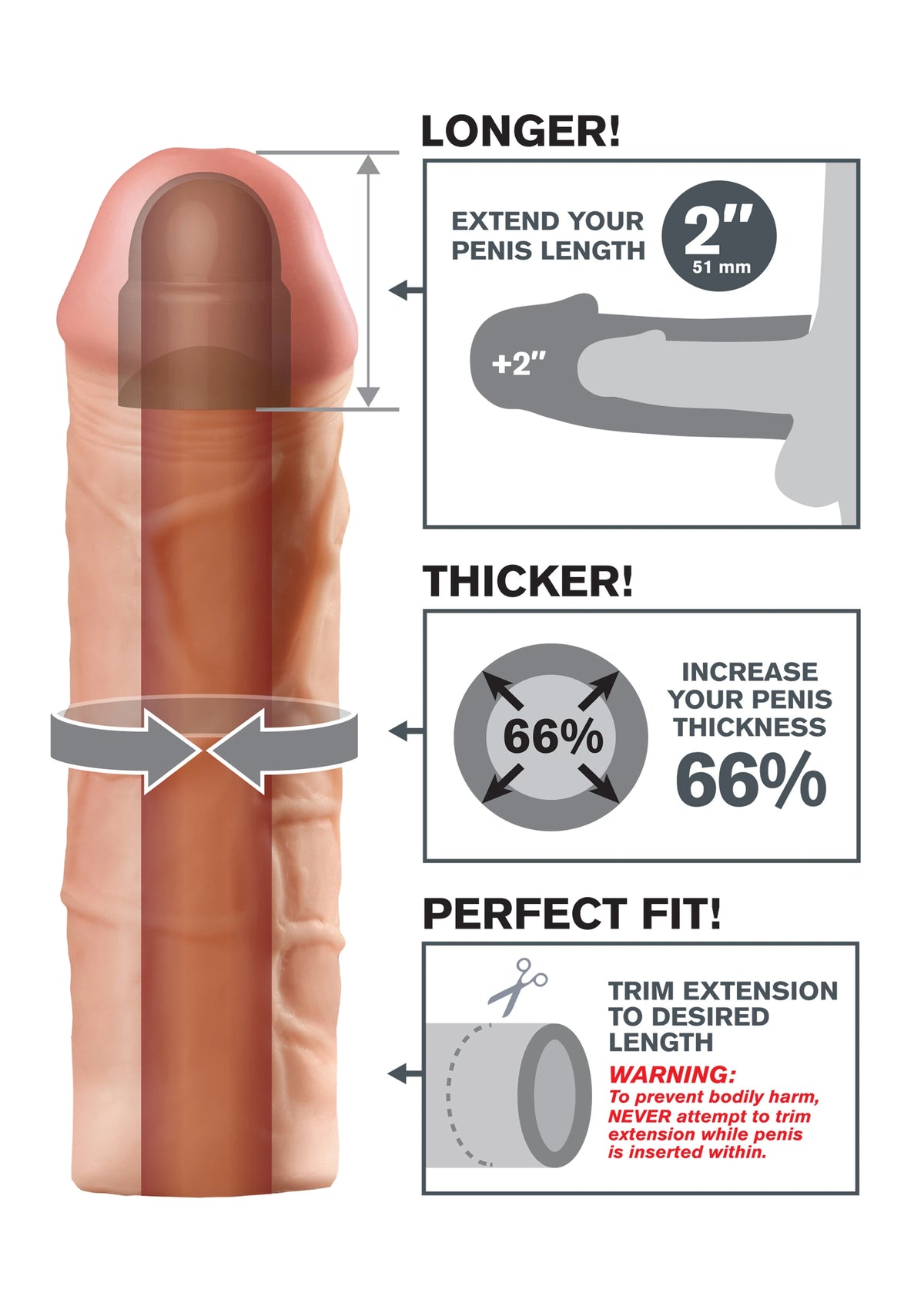 Mega 2 inç uzatmalı penis kılıfı – görsel 4