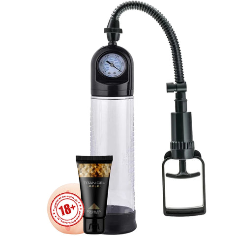 Men's Pump Dijital Göstergeli Penis Pompası – Jel ve Vajina Başlıklı Paket