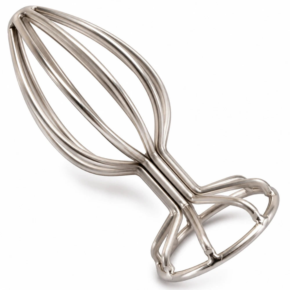 Metal Cage İçi Boş Kafes Tasarımlı Anal Plug – Gümüş