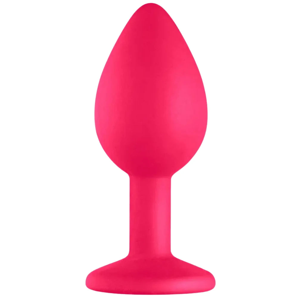Metal Çekirdekli Elmas Taşlı Pembe Silikon Anal Plug – Medium