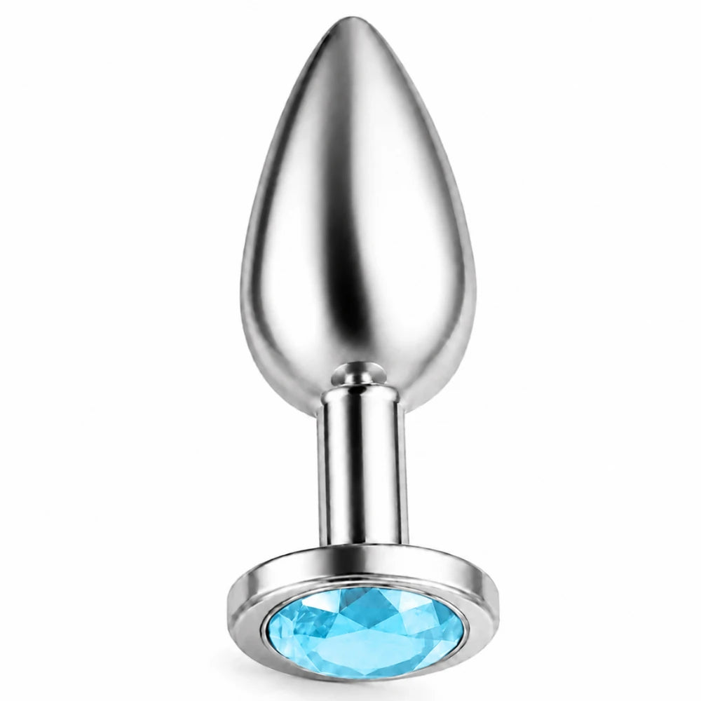 mavi taşlı çelik anal plug small – görsel 2