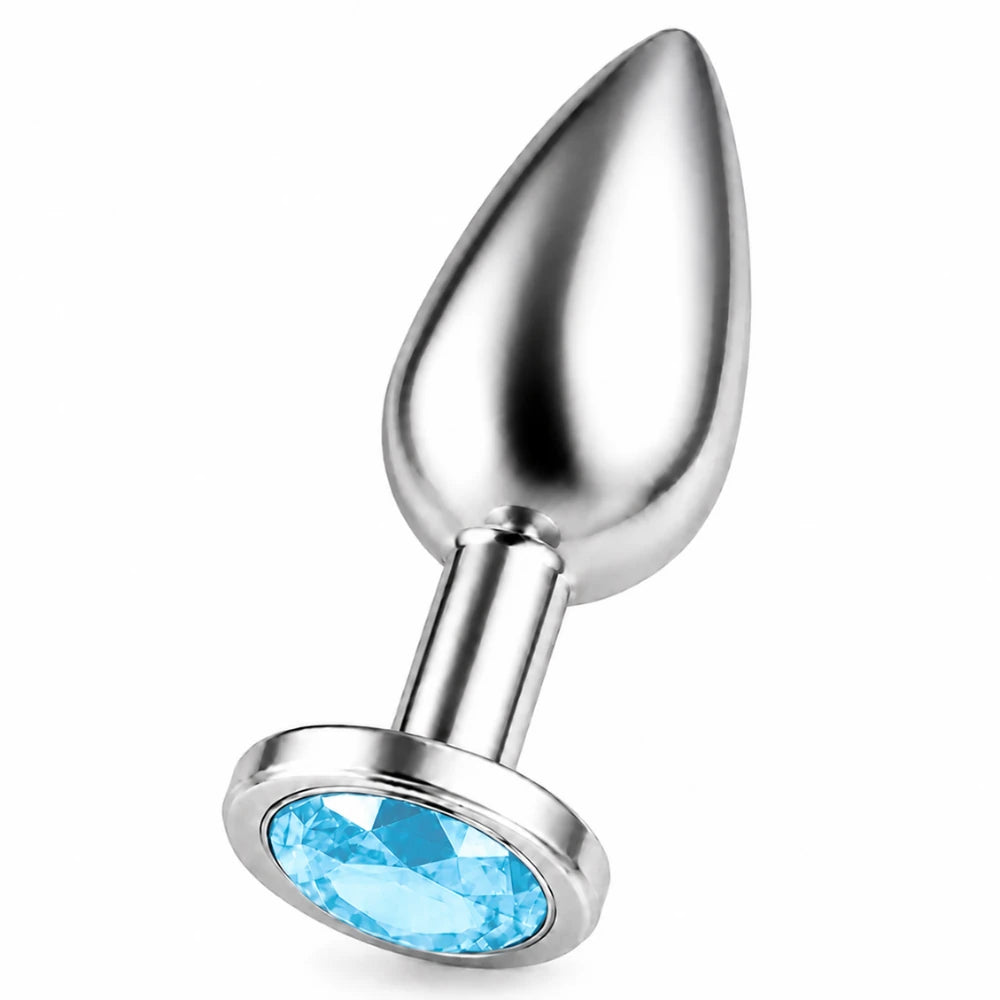 mavi taşlı çelik anal plug small – görsel 3