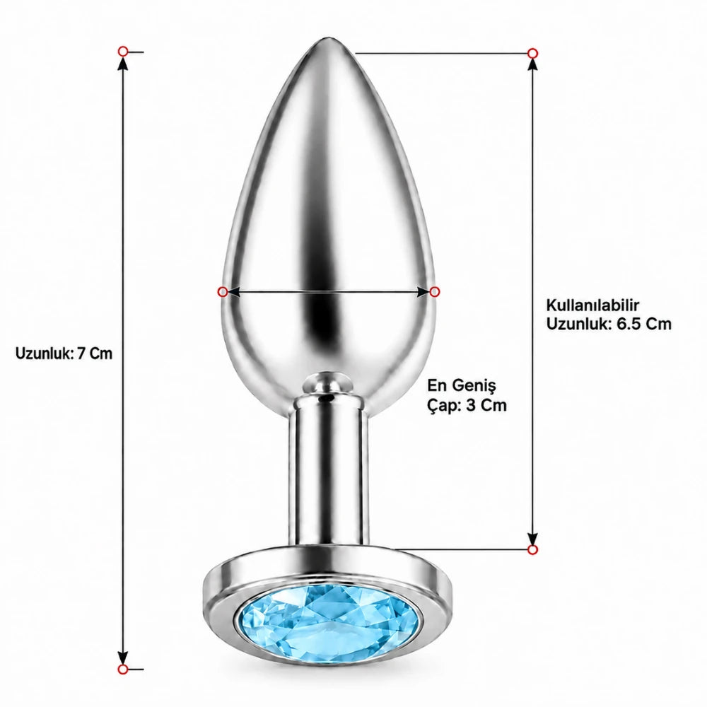 mavi taşlı çelik anal plug small – görsel 5