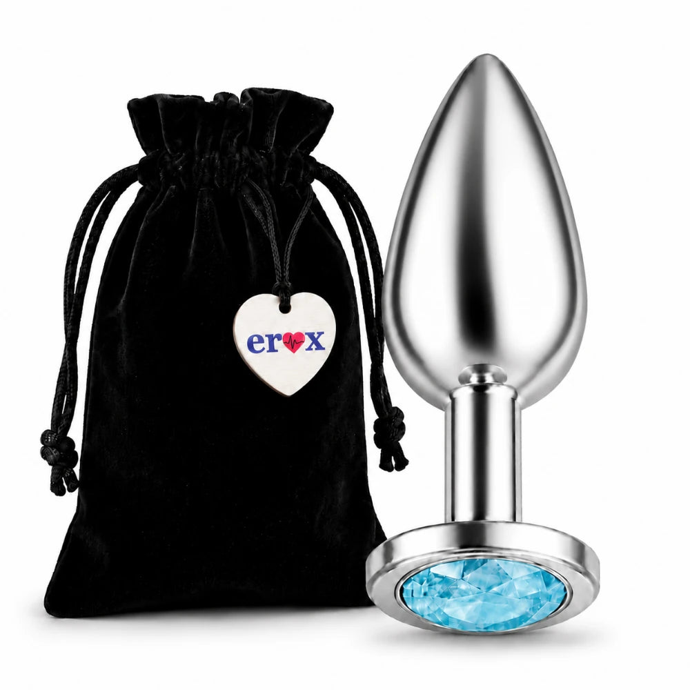 mavi taşlı çelik anal plug small – görsel 6