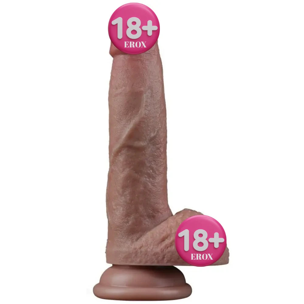 Nature Cock 18,5 cm Çift Katmanlı Platin Silikon Realistik Dildo