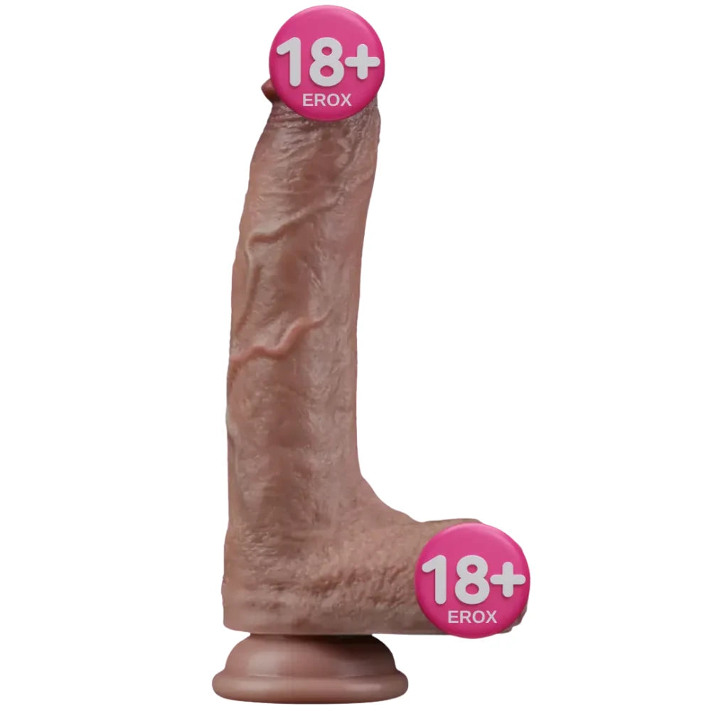 Nature Cock 21,5 cm Çift Katmanlı Platin Silikon Realistik Dildo