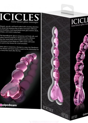Pipedream Icicles No. 43 Beaded Hand Blown Glass Massager Cam Dildo