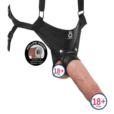 Omuz Askılı Koşum Takımlı İçi Boş Strap-On 10 inç – Ten Rengi
