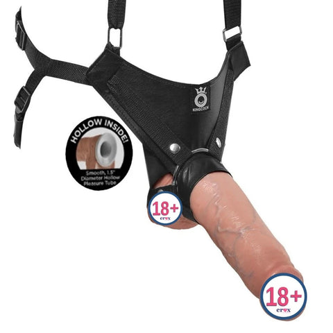 Omuz Askılı Koşum Takımlı İçi Boş Strap-On 11 inç – Ten Rengi