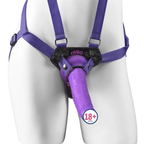 Omuz Askılı Strap-On Koşum Seti 7 inç – Mor