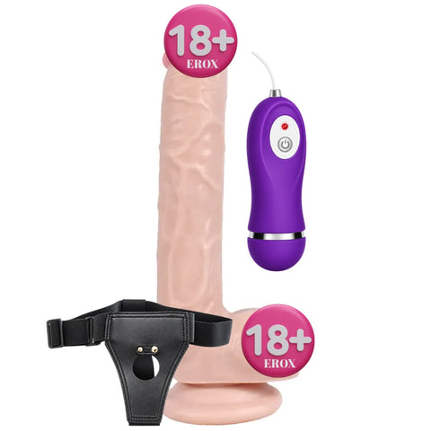 Optimus Titreşimli Büyük Boy Realistik Penis 28 cm – Lastikli Kemerli