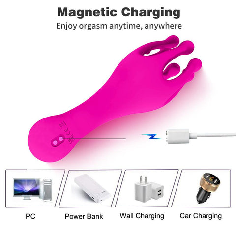 Parmak Uçlu Titreşimli Uyarıcı – Çoklu Yuvarlak Uç, Manyetik USB Şarj