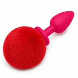 tavşan kuyruklu silikon anal plug pembe kırmızı – görsel 2