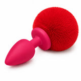 tavşan kuyruklu silikon anal plug pembe kırmızı – görsel 3