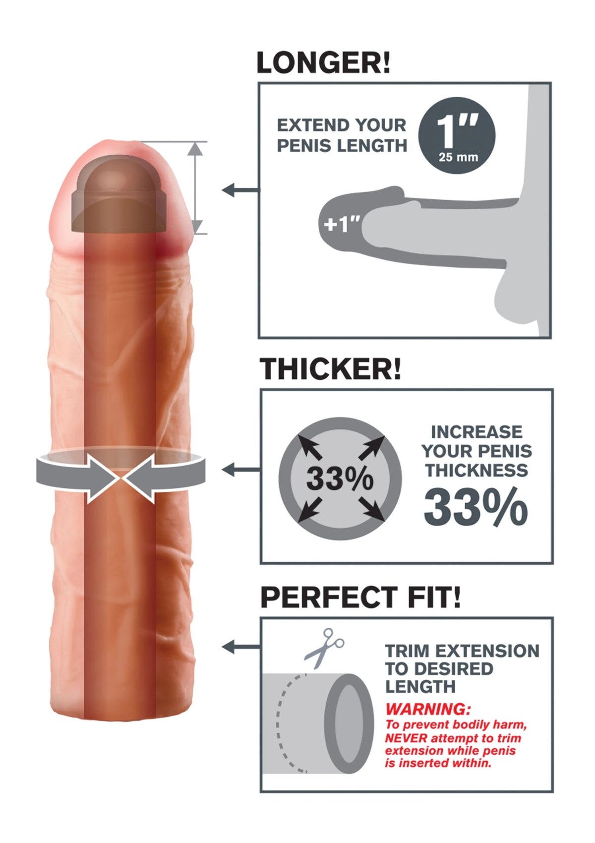 Perfect 1 inç uzatmalı penis kılıfı – görsel 4